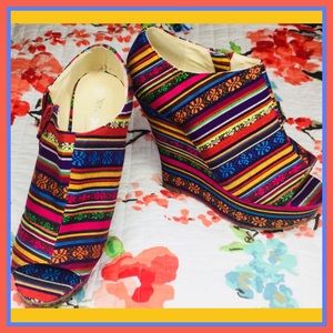 Colorful fabric wedges.